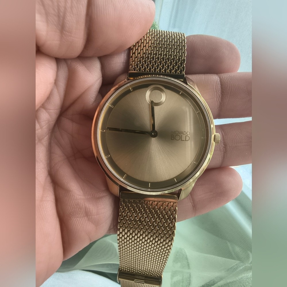 Women's Movado Bold Stainless Steel Gold Tone Mesh Watch